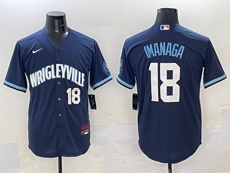 Men Chicago Cubs 18 Imanaga Dark Blue City Edition 2025 Nike MLB Jersey style 4